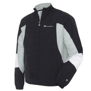 Champion Men's WOVEN SCRIPT WIND Jacket BLACK/SILVER S $65 RETAIL